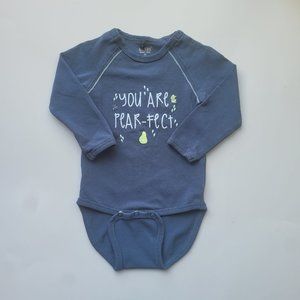 Organic Cotton blue long sleeve onesie Size 6 months
